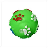 Imported Squeaky Vinyl Toy Ball with Paw Engraved