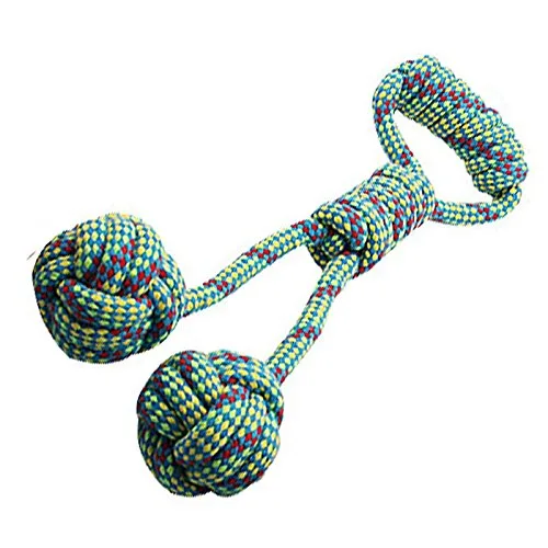 Polyester-Cotton Rope Double Ball Toy with Knot Handle