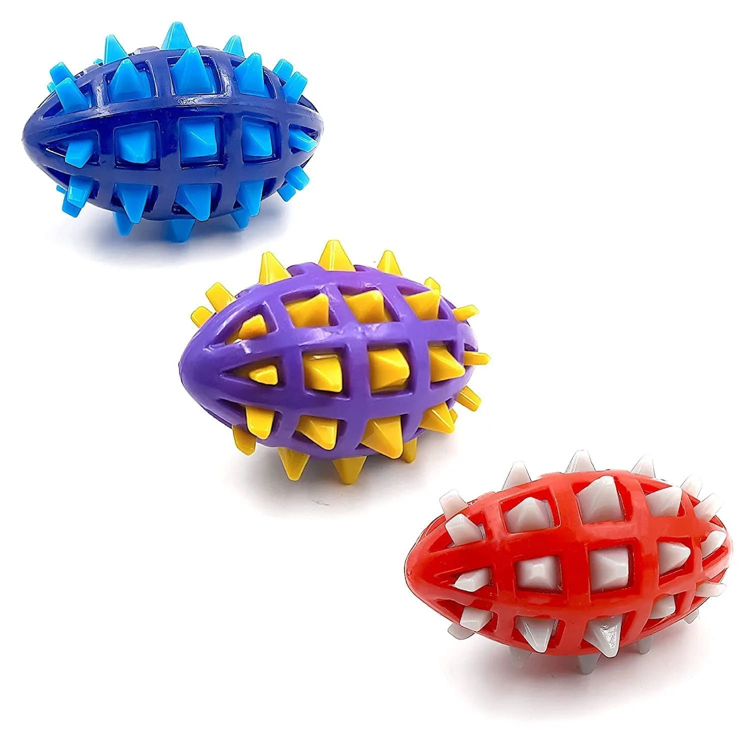 Imported TPR Squeaky Spike Rugby Toy