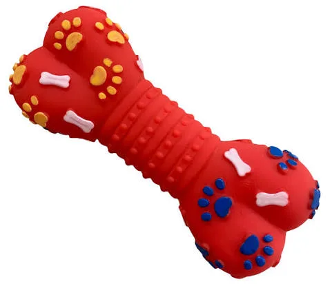 Imported Squeaky Vinyl Toy Bone with Paw