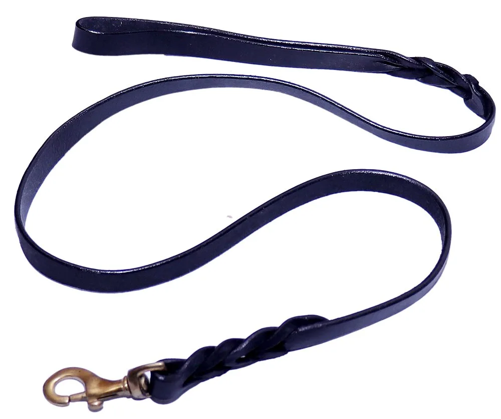 Leather Flat Leash with Brass Hook