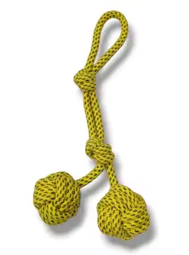 Polyester-Cotton Rope Double Ball Toy with Knot Handle