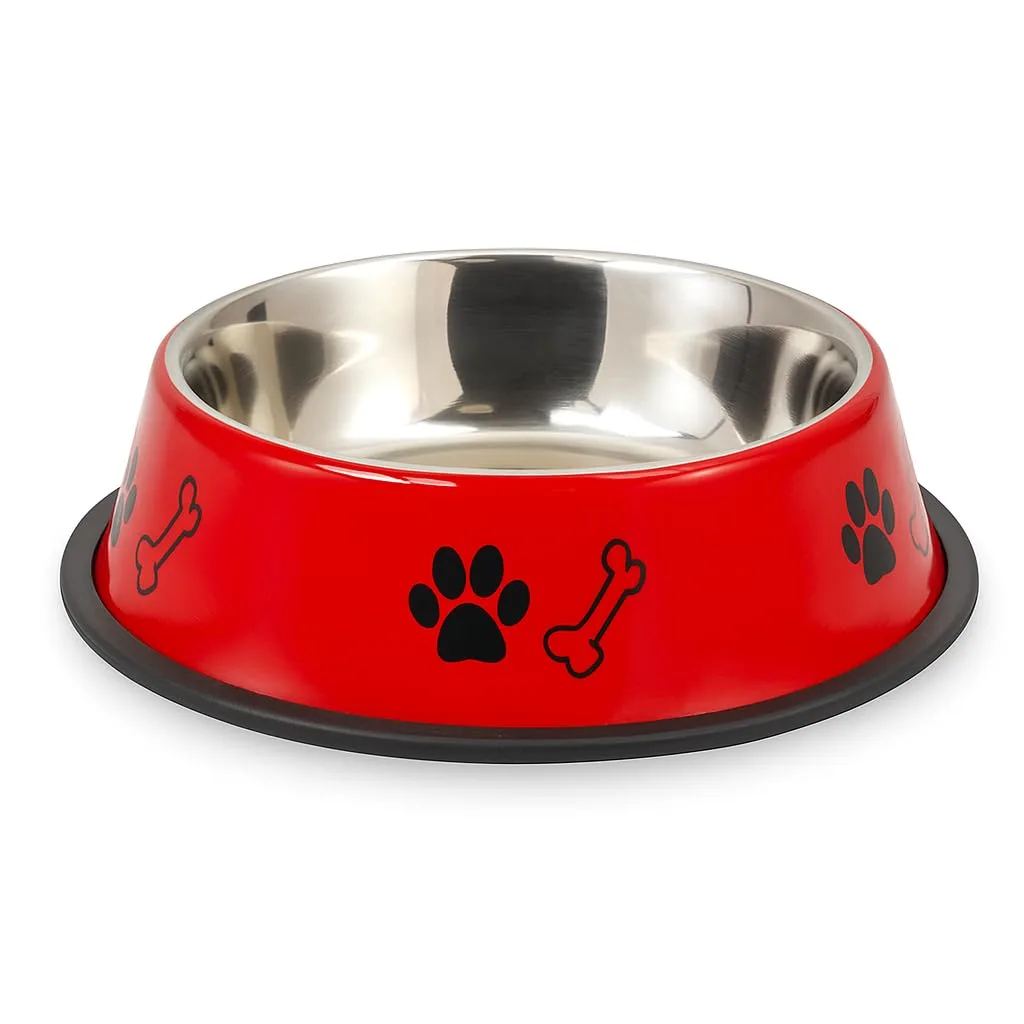 Colored Printed Dog Bowl with Black Rubber Base