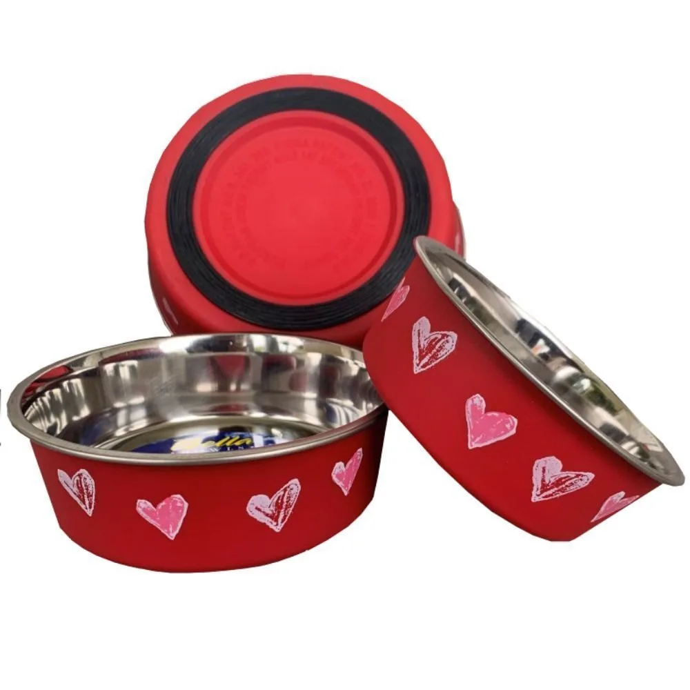 Bella Dog Bowl with Fixed Black Rubber Base